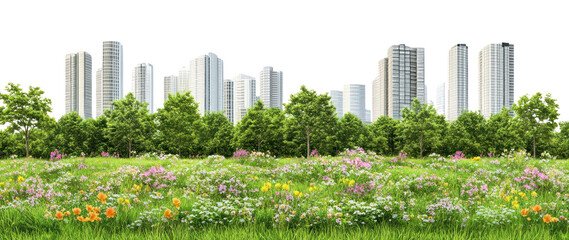 Wall Mural - PNG Modern Eco city flowers architecture cityscape.