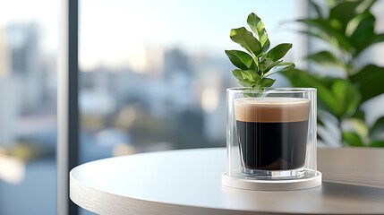 Sticker - Espresso with city view