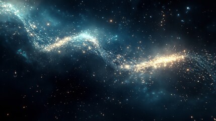 Wall Mural - a long blue line of stars with a white line in the middle. the stars are very small and are scattere