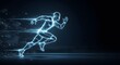 © Lokithi Stock - Digital athlete represented in blue light design emphasizing motion and speed for futuristic sports and fitness technology visualization