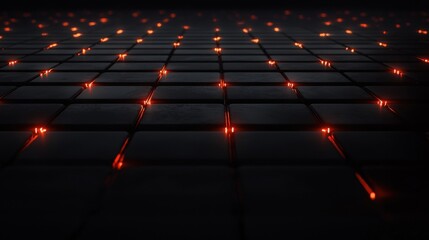 Wall Mural - a black and white image of a floor with red squares
