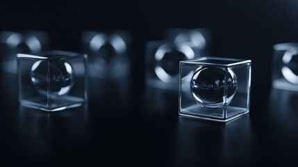 Poster - A series of cubes with a clear sphere in the middle