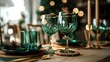© Дмитрий Петров - a table setting with green glasses and plates