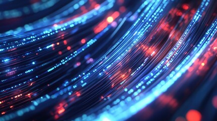 Illuminated data cables create a vibrant backdrop for information exchange.