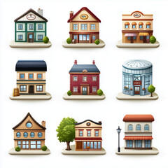 Wall Mural - set of houses icons