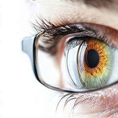 Poster - Close up view of a human eye showcasing vibrant colors and detailed features. Generative AI