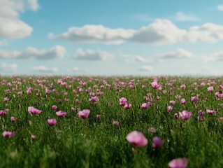 Canvas Print - Colorful wildflowers bloom in a sunny field under a clear blue sky