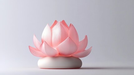 Wall Mural - Serene Pink Lotus Bloom on White Stone Base