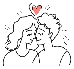 Canvas Print - PNG Valentines couple drawing sketch doodle.