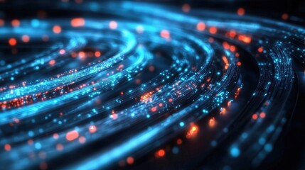 Illuminated data cables create a vibrant backdrop for information exchange.