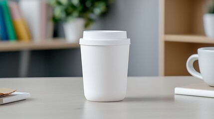 Sticker - White Reusable Coffee Cup on Desk