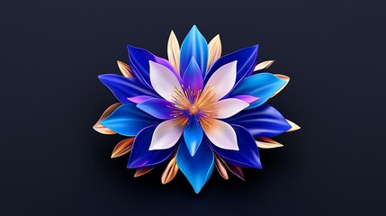 Wall Mural - Abstract Blue and Gold Flower