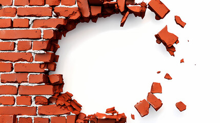 Poster - A hole in a wall of red bricks against a white background. Moonbark. Illustration