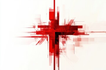 Aufkleber - Prominent red cross abstraction symbolizing health and care in a vibrant, modern style with a dynamic visual impact. Generative AI
