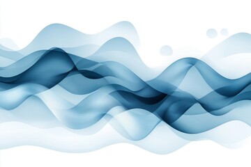 Poster - A repeating pattern of simple wave motifs in alternating light and dark shades of blue, creating a clean and soothing wallpaper design