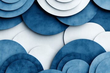 Poster - A repeating pattern of simple wave motifs in alternating light and dark shades of blue, creating a clean and soothing wallpaper design