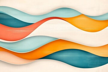 Aufkleber - A simple wave pattern with evenly spaced curved lines in soft pastel colors, creating a calming and modern design