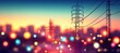 © Ilja - Urban Sunset Glow Silhouetted Powerlines Against a Vibrant Evening Sky in a Bustling Cityscape
