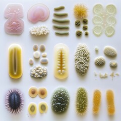 Leinwandbilder - Exploring the diversity and evolution of bacteria through vivid and colorful representations of different bacterial forms. Generative AI