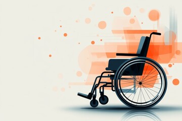 Aufkleber - A flat depiction of a modern wheelchair with clean, geometric shapes in muted pastel colors, set against a plain background