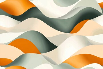 Aufkleber - A simple wave pattern with evenly spaced curved lines in soft pastel colors, creating a calming and modern design