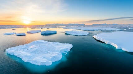 Wall Mural - large body of water with ice floating on top
