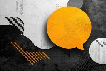 Wall Mural - yellow speech bubble on modern abstract geometric background