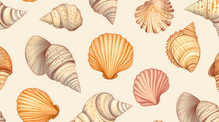 Wall Mural - vintage seashell pattern