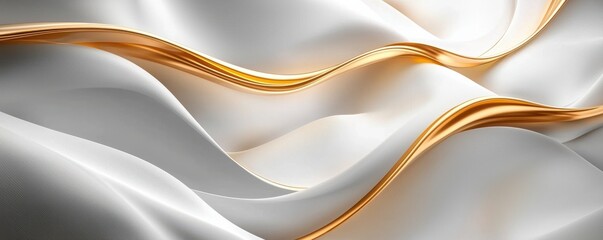 Wall Mural - elegant abstract design with flowing white and gold patterns