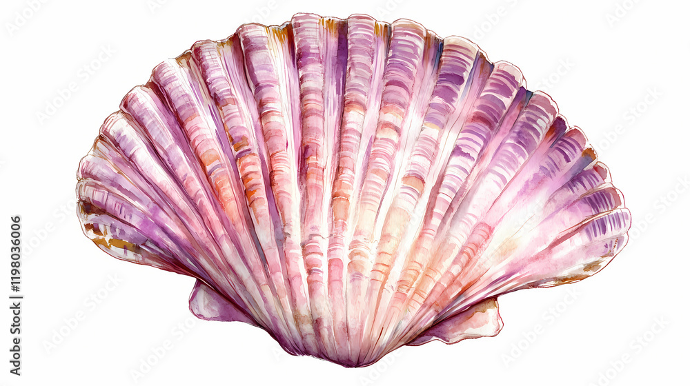 Watercolor seashells on white background hand-drawn illustration ...