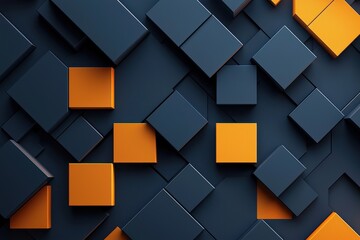 Wall Mural - abstract geometric pattern with blue and orange textured squares