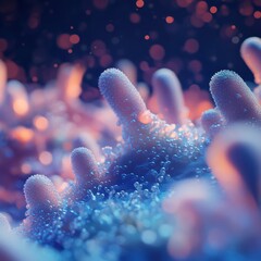 Leinwandbilder - Colorful 3D render of microbes showing intricate textures and forms in a vibrant environment. Generative AI
