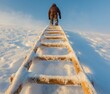 © Angelina - Stock illustration depicting success as a ladder ascending to the mountain's summit