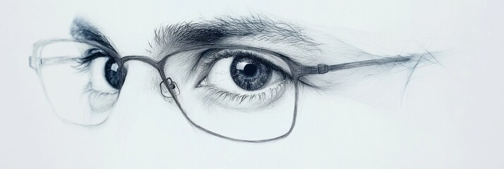 Aufkleber - Detailed close up of a human eye behind glasses showcasing unique iris patterns and reflections. Generative AI