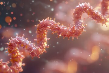 Aufkleber - Close up view of molecular RNA chain with surrounding viruses in a scientific representation. Generative AI