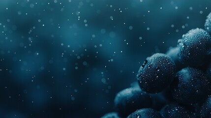 Wall Mural -   A stack of blue orbs with droplets perched on top against a dark blue backdrop