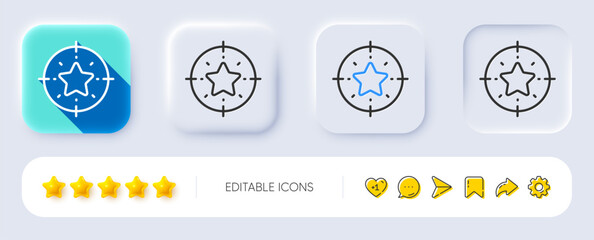 Wall Mural - star target line icon. neumorphic, flat shadow, 3d buttons. star rating sign. best rank symbol. line