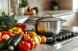 © Art_You - Stainless steel pot on stove with fresh colorful vegetables