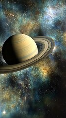 Wall Mural - Exploring the beauty of Saturn surrounded by a cosmic backdrop rich in stars and nebulae