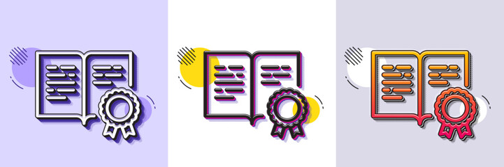 Wall Mural - certificate line icon. halftone dotted pattern. gradient icon with grain shadow. certified document 