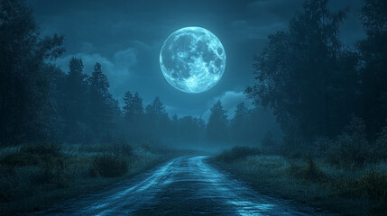 Wall Mural - full moon over the forest