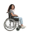© New Africa - Smiling woman in wheelchair on white background