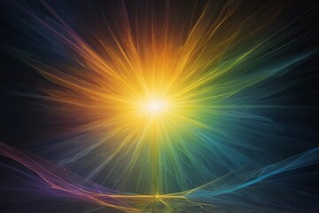 an abstract backgroun of a beam of light penetrating a dark, void-like background. the light emits a