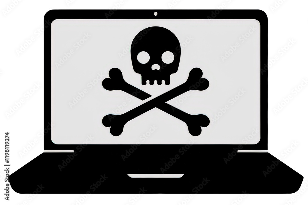 Laptop with skull on screen, on transparent background PNG Stock ...