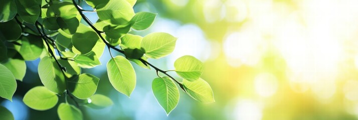 Aufkleber - Serene green forest with sunlight filtering through leaves creating a peaceful atmosphere for relaxation and reflection. Generative AI