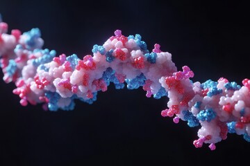 Aufkleber - Close up view of an intricate molecular RNA chain surrounded by various viruses against a dark background. Generative AI