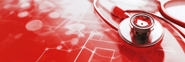 Aufkleber - Red cross with stethoscope highlights medical care and health services in a modern healthcare environment. Generative AI