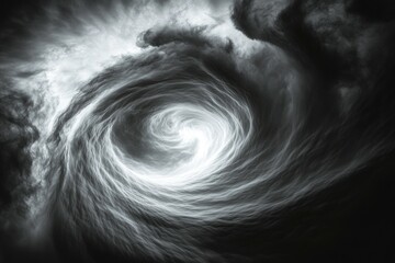 Wall Mural - a swirling vortex of dark clouds, a mesmerizing grayscale abstract of cosmic energy and swirling cha