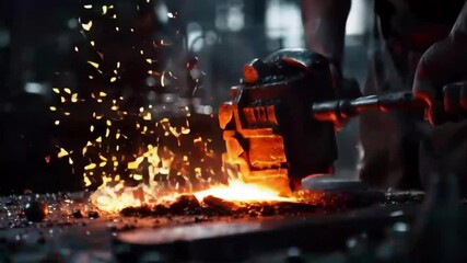 Wall Mural - video of a blacksmith working at a hot crucible. ideal for promos about artisans, historical reenact