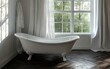 © 英睿 宓 - Minimalist Bathroom Interior with Vintage Clawfoot Bathtub and Natural Light